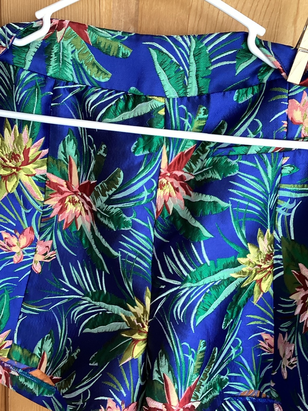 CeCe Royal Blue Floral Print Skirt with Orange Accents - Picture 7 of 8